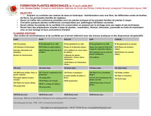 FORMATION PLANTES MEDICINALES du 17 au 21 Juillet