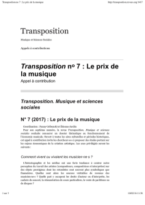 Transposition no 7 : Le prix de la musique