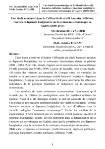 Une étude économétrique de l`efficacité de crédit bancaire, inflation