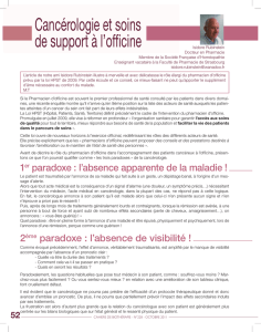 Cancérologie et soins de support à l`officine