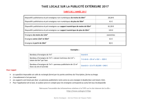 TAXE LOCALE SUR LA PUBLICITÉ EXTÉRIEURE 2017