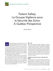 Patient Safety: Le Groupe Vigilance pour la Sécurité des Soins: A