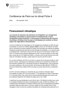 Conférence de Paris sur le climat Fiche 4 Financement climatique