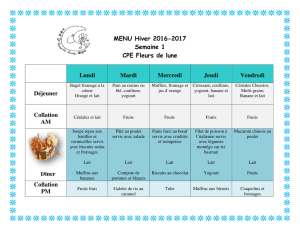 MENU Hiver 2016-2017 Semaine 1 CPE Fleurs de lune Lundi Mardi