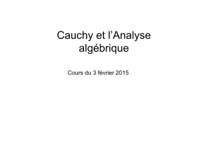 Cauchy et l`Analyse algébrique