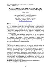 dynamique de l`affranchissement d`une partie du discours: l`adjectif