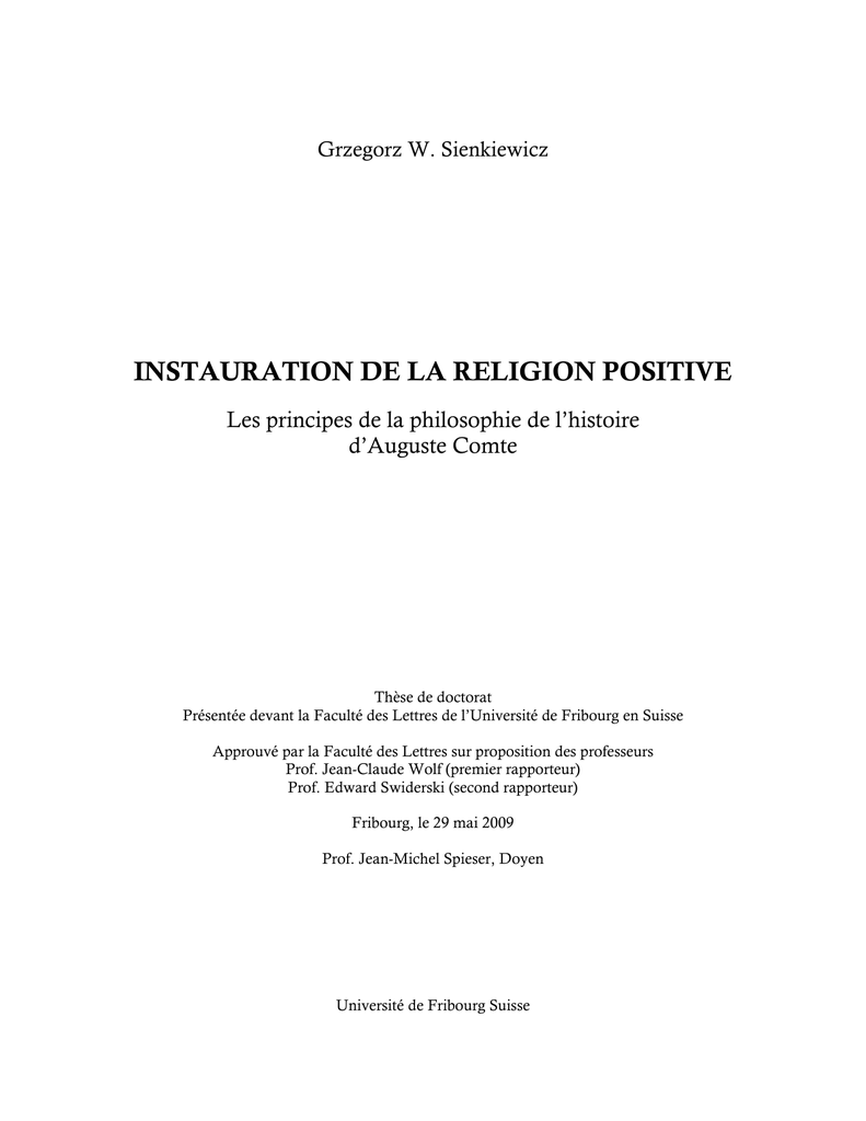 Instauration De La Religion Positive Les Principes De La - 