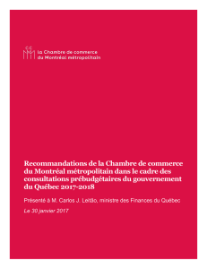 Recommandations de la Chambre de commerce du Montréal