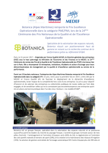 Botanica (Alpes Maritimes) remporte le Prix Excellence
