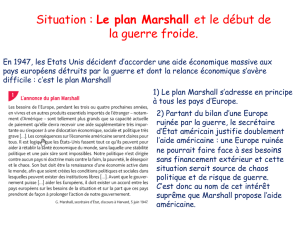 Situation : Le plan Marshall et le début de la guerre froide.