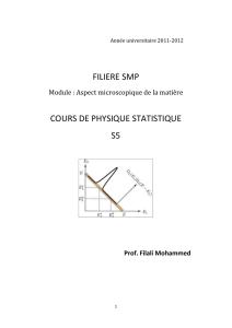 FILIERE SMP COURS DE PHYSIQUE STATISTIQUE S5
