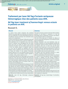 Article original Traitement par laser Nd yag d`ectasie variqueuse