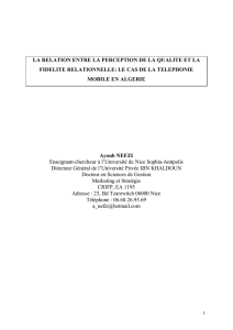 LA RELATION ENTRE LA PERCEPTION DE LA QUALITE ET LA