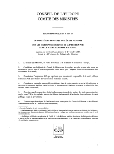 conseil de l`europe comité des ministres recommandation n