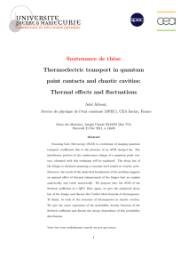 Soutenance de th`ese Thermoelectric transport in - Iramis