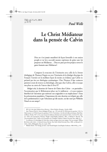 Le Christ Médiateur dans la pensée de Calvin