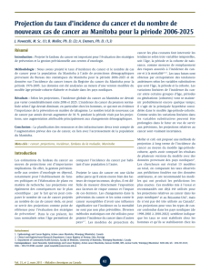 Projection du taux d`incidence du cancer et du nombre de