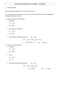 Exercices conservation de l`énergie