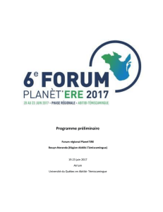 Programme préliminaire - 6e Forum Planèt`ERE 2017