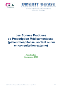 Les Bonnes Pratiques de Prescription Médicamenteuse (patient