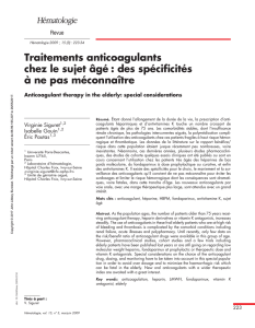 Traitements anticoagulants chez le sujet âgé : des spécificités à ne