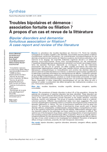 Troubles bipolaires et démence : association fortuite ou filiation ? À