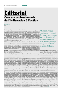 Cancers professionnels : de l`indignation à l`action