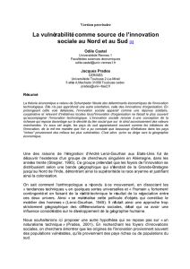 La vulnérabilité comme source de l`innovation sociale au Nord et au