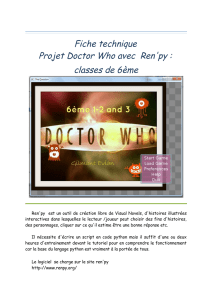 Fiche technique Projet Doctor Who avec Ren`py : classes de 6ème