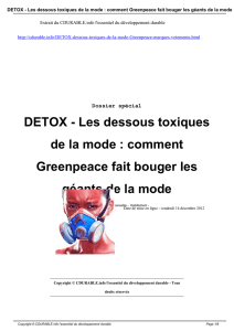 DETOX - Les dessous toxiques de la mode : comment