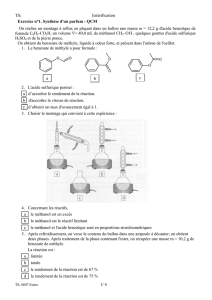 TS1 Estérification 1/ 4 Exercice n°1. Synthèse d`un parfum : QCM On