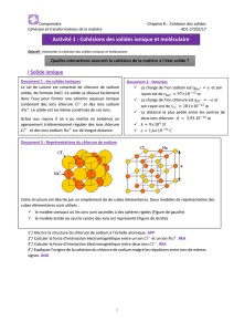 Cohésion des solides ionique et moléculaire