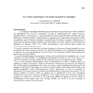 303 Les verbes symétriques et la notion du passif en amazighe* L