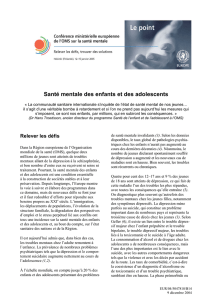 Santé mentale des enfants et des adolescents