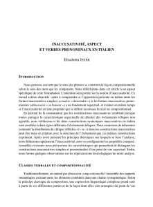 INACCUSATIVITÉ, ASPECT ET VERBES PRONOMINAUX EN