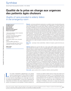 Qualité de la prise en charge aux urgences des patients âgés chuteurs