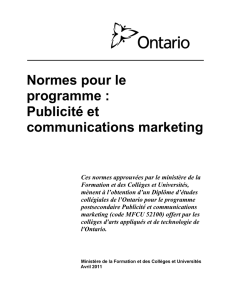 Norme pour le programme: Publicité et communications marketing