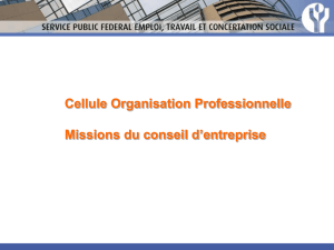 Cellule Organisation Professionnelle Missions du conseil d`entreprise