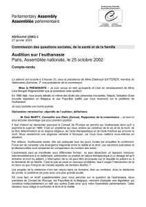 Audition sur l`euthanasie Paris, Assemblée nationale, le 25 octobre