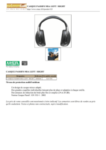 CASQUE PASSIFS MSA LEFT / RIGHT Niveau de protection auditif