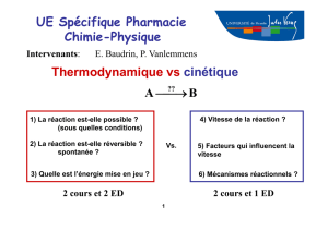 UE Spécifique Pharmacie Chimie-Physique Thermodynamique vs