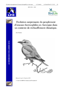 Evolution surprenante du peuplement d`oiseaux thermophiles en