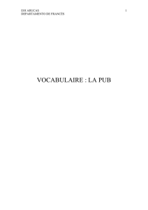 vocabulaire : la pub - LES ILES EN FLE NIVEAU B1.1