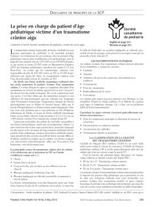 La prise en charge du patient d`âge pédiatrique victime d`un