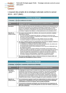 L`exposé des projets de la stratégie nationale contre le cancer 2014