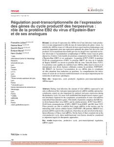 Régulation post-transcriptionnelle de l`expression des gènes du