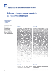 Prise en charge comportementale de l`insomnie chronique