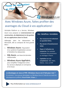 Avec Windows Azure, faites profiter des avantages du Cloud à vos