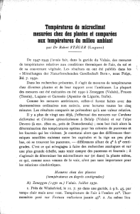 Températures de microclimat mesurées chez des plantes et