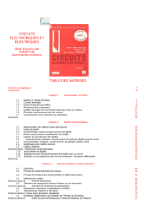 circuits electroniques et electriques table des matieres